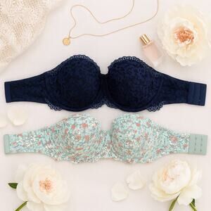 Victoria’s Secret Body by Victoria Lace Strapless Bras 34DDD Bundle of 2